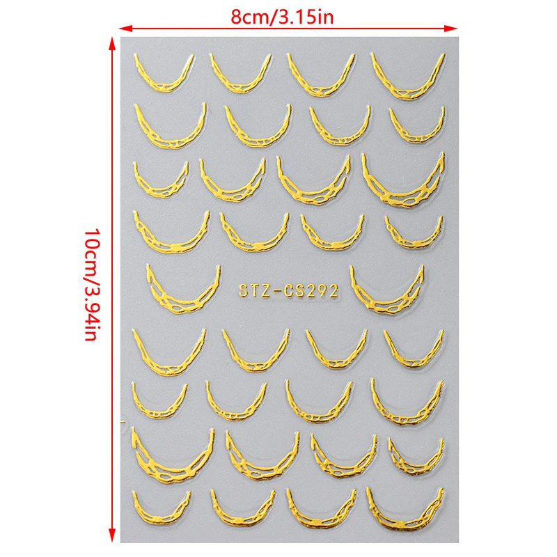 Metallic Silver Line Nail Manicure Stickers Metal Chrome Stripe Vine Flame Adhesive Decals Tape Swirl French Sliders Decor Foils