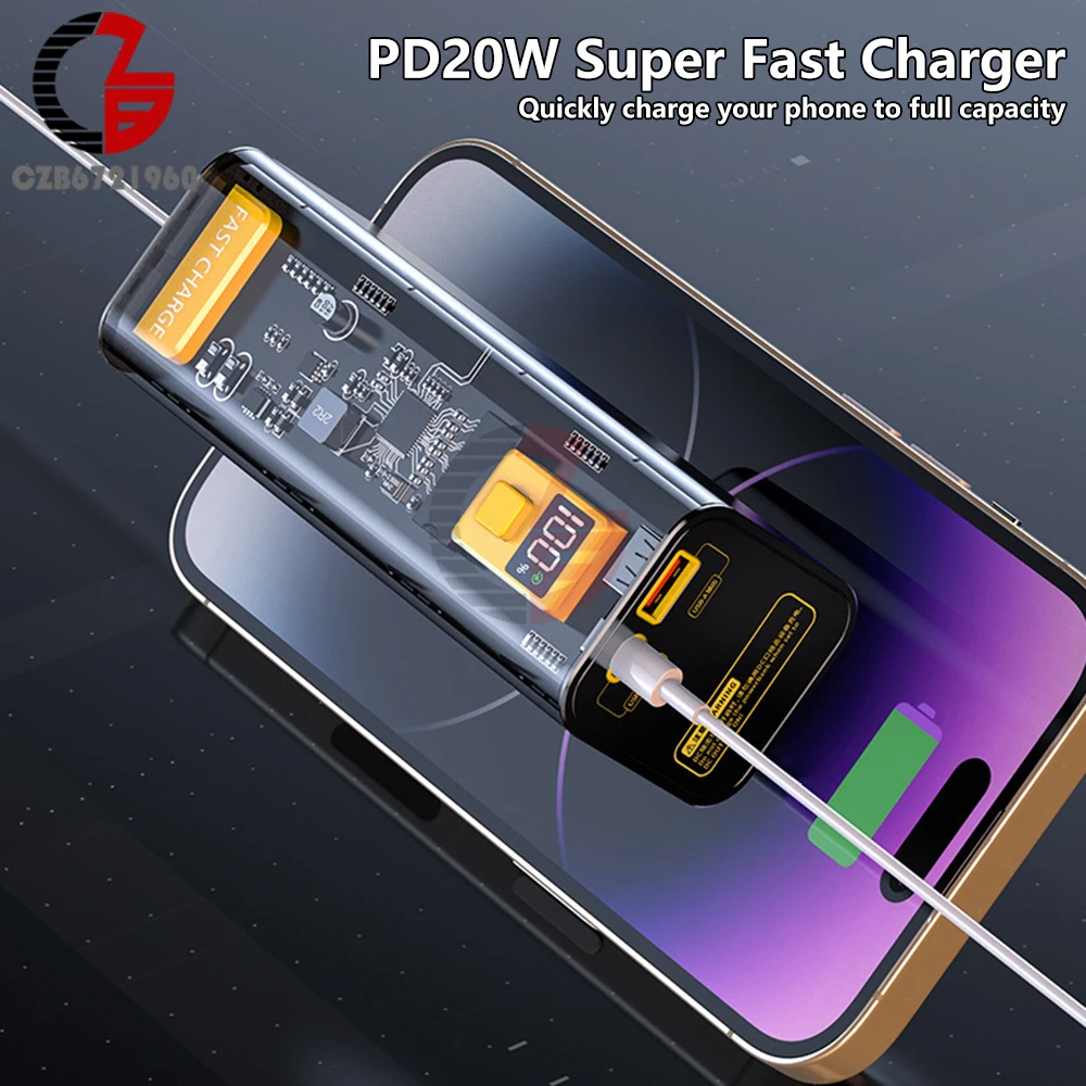 8-section 18650/21700 PD 22.5w Bidirectional Fast Charging Large Capacity 40000 MA Transparent Shell Mobile Power Supply Shell