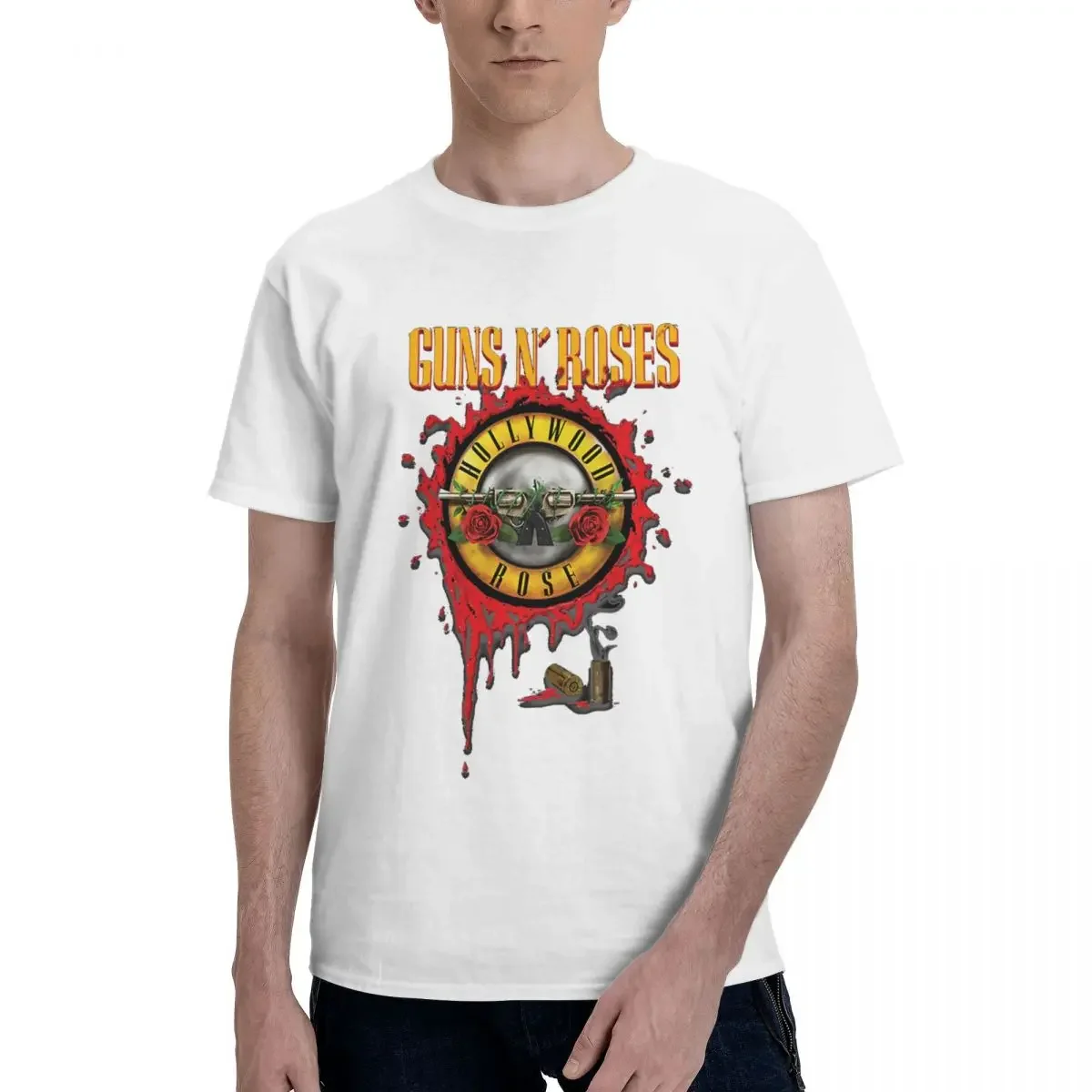 Camiseta de Guns N Roses Lightsaber Merch para hombre, camisa 100% de algodón de gran tamaño, cuello redondo, manga corta, S-6XL