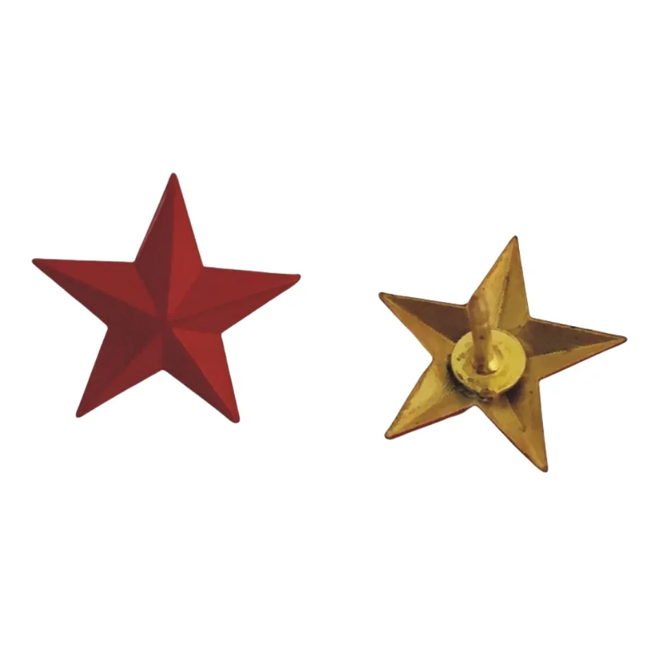 DIY Copper Five Pointed Star Brooch Enamel Gold Star 3D Badge Metal Hat  Backpack Clothing Lapel Pins Decorative Accessories