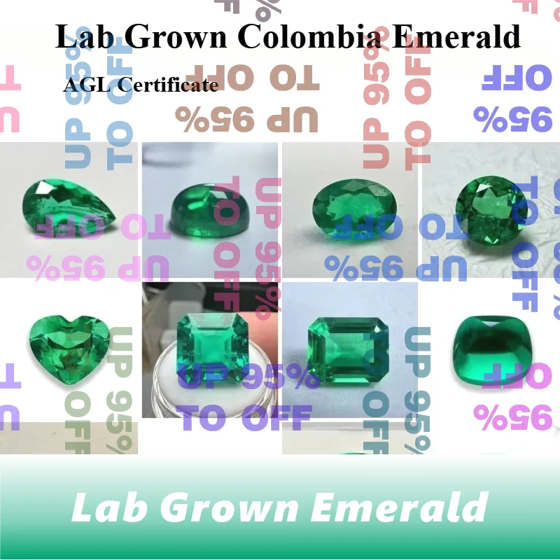 ToLab Grown Colombia Emerald Top-level Gemstone for DIY Jewelry Making Inlay Materials with AGL Certificate