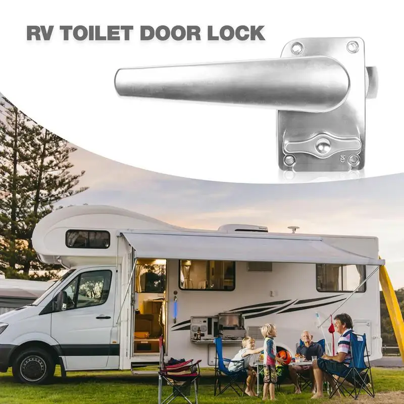 

RV Toilet Door Lock Entry Door Lock Door Latch With Brass Lock Cylinder No Rust RV Entry Door Latch RV Door Lock With Non-Fading