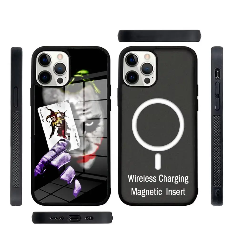 Happy Face Smile Joker Phone Case Glass For IPhone 16 15 Promax 14 13 Pro 12 11 Magnetic charging Covers