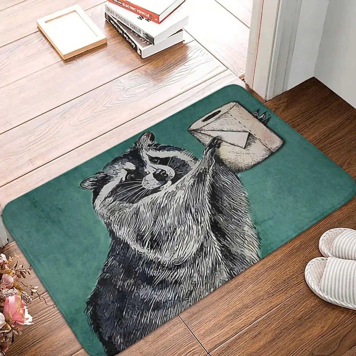 Fun Black Cat Tissue Bathroom Toilet Door Mat Water-Absorbent Anti-Slip Home Decoration Small Carpet 40x60cm