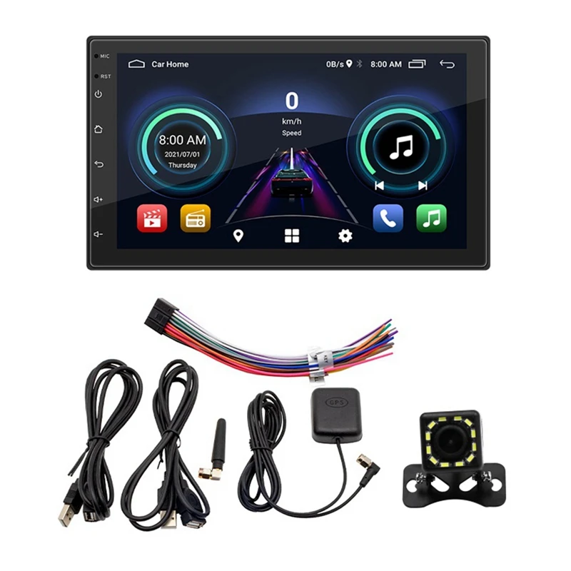 

7-дюймовый автомобильный радиоприемник Carplay Android Auto, 2 + 32G Android 10.1, 2Din GPS, мультимедийный плеер, Bluetooth, FM, камера, зеркальная связь