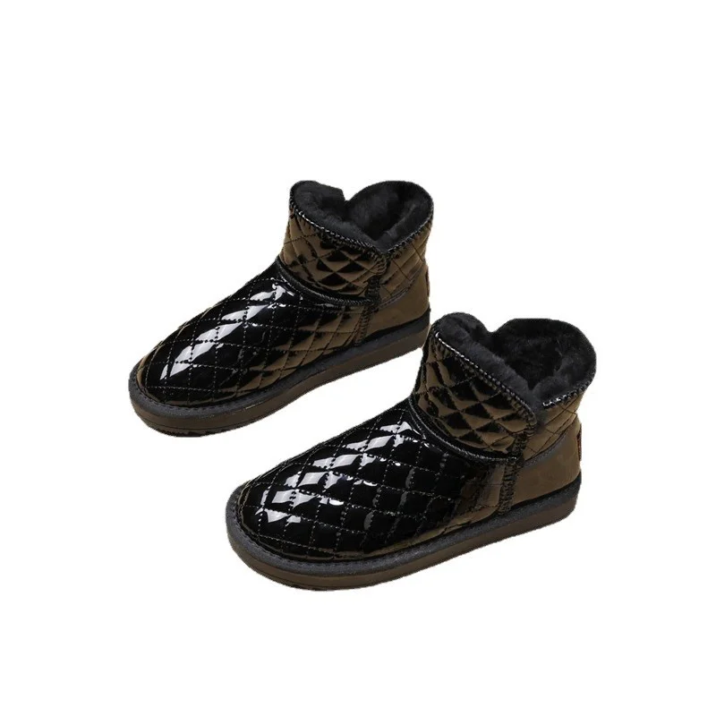 

Thickened Fleece Winter Boots Women's Waterproof Non-slip Warm Short Cotton Shoes Wear-resistant Casual Style EVA Outsole