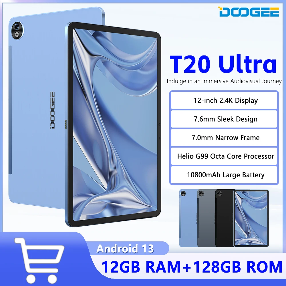 DOOGEE T20 Ultra Tablet 12 "2K pantalla Helio G99 10800mAh 12GB + 256GB 16MP cámara principal Android 13 Quad Box altavoz estéreo