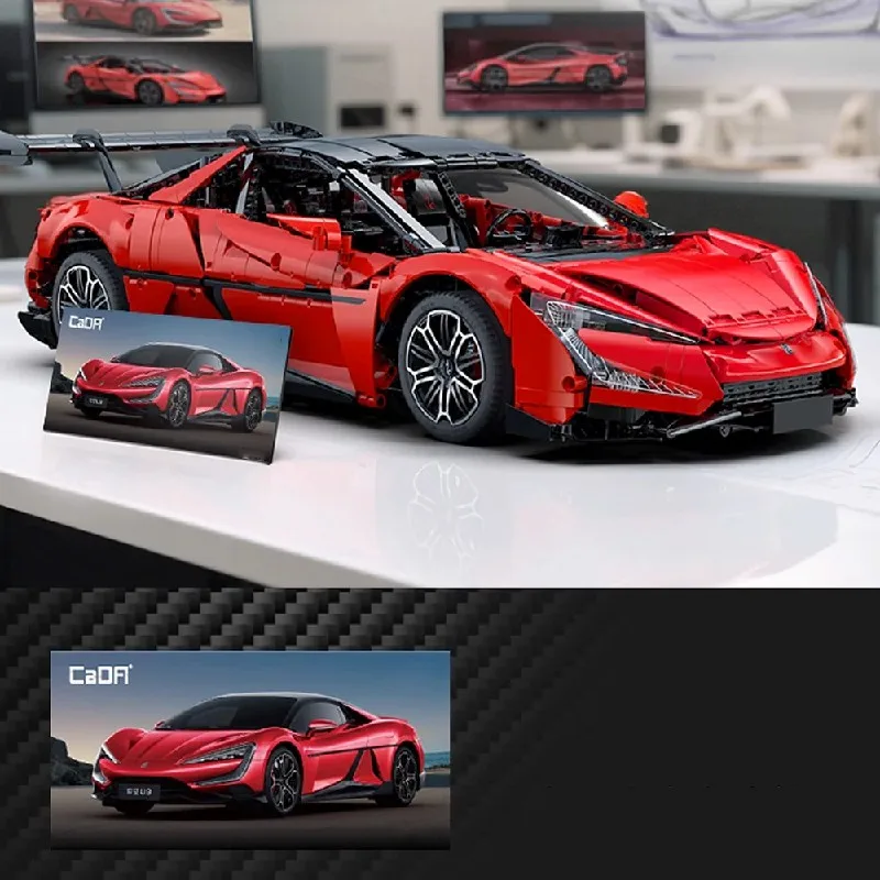 3671PCS Technik Car Building Blocks Set City Red Supercar Sports Vehicle Model Kit Creative Vehicle Model Toys Boys Adults Gifts