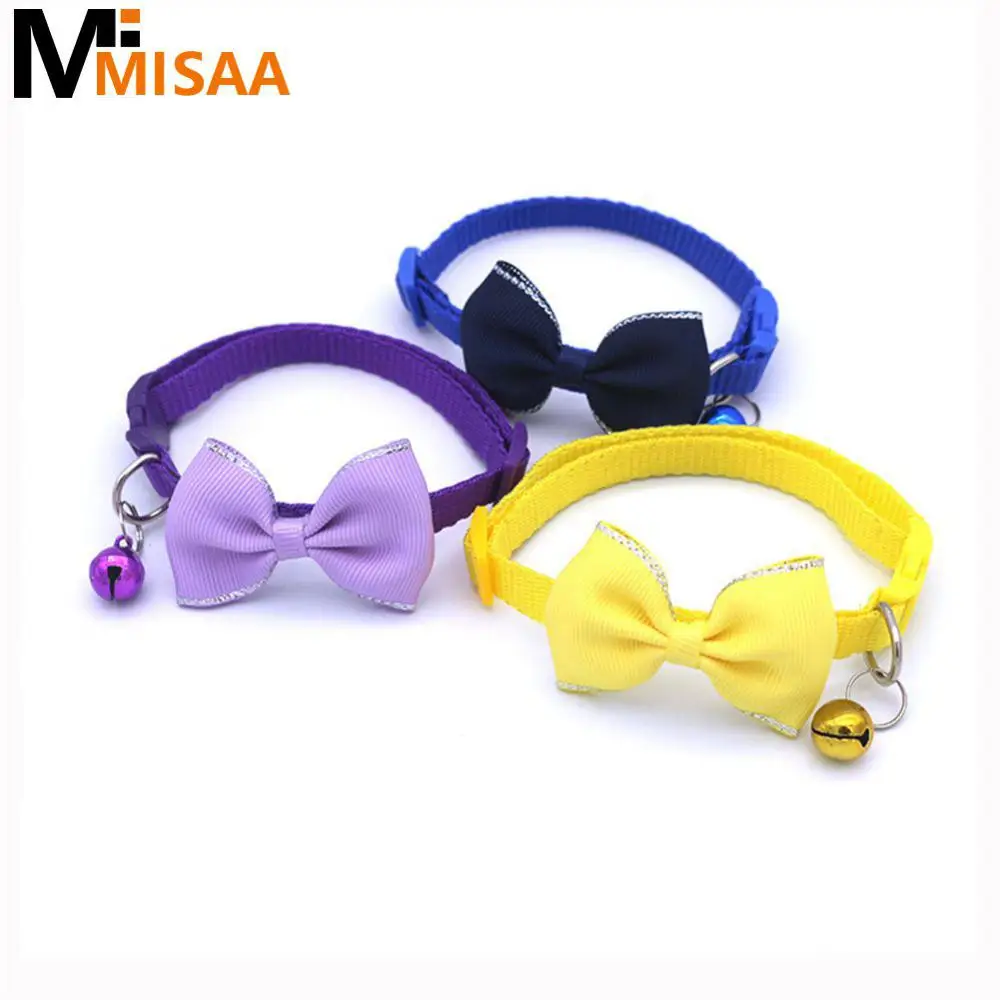 Pet Supplies Decoration Adjustable Multicolor Cute Pet Collar Cat Bow Tie With Bell Cat Collars Cat Pendant