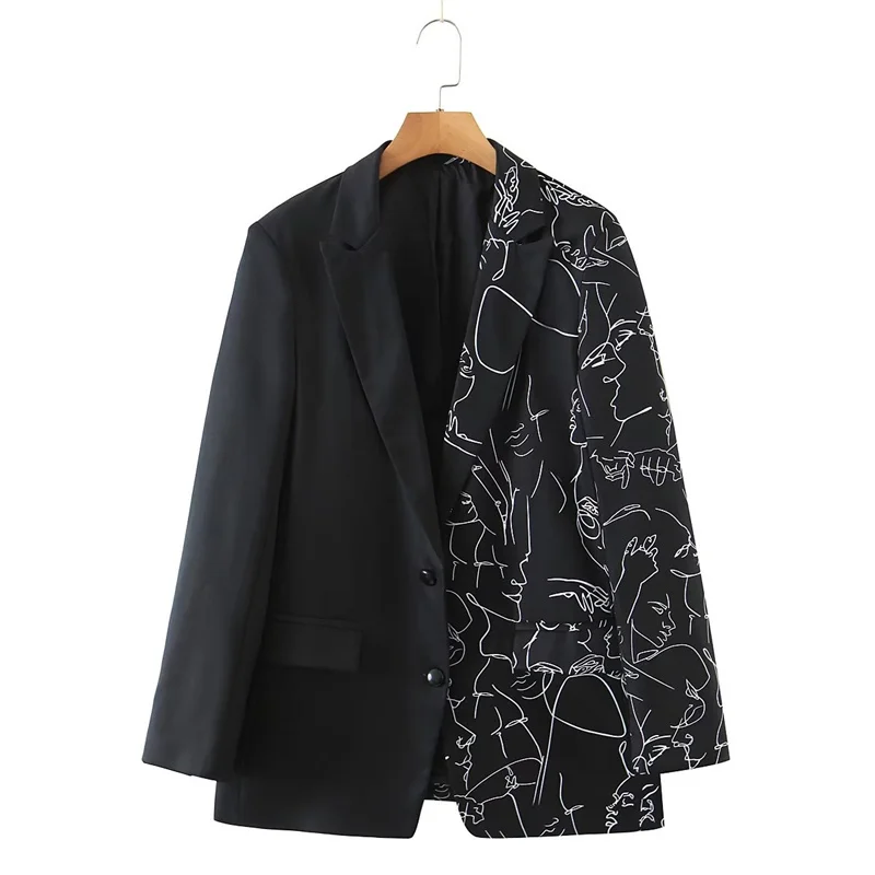 

2023 Fashion Blazers Coats Women's Clothing Personality Color matching Printing loose Casual Long Sleeve Suit Jackets fp732