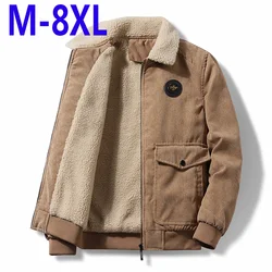 2023 Warm Parker Jacket Men Autumn Winter Lambswool Loose Casual Jacket Men High Quality Fashion Corduroy Coat Thick M-8Xl