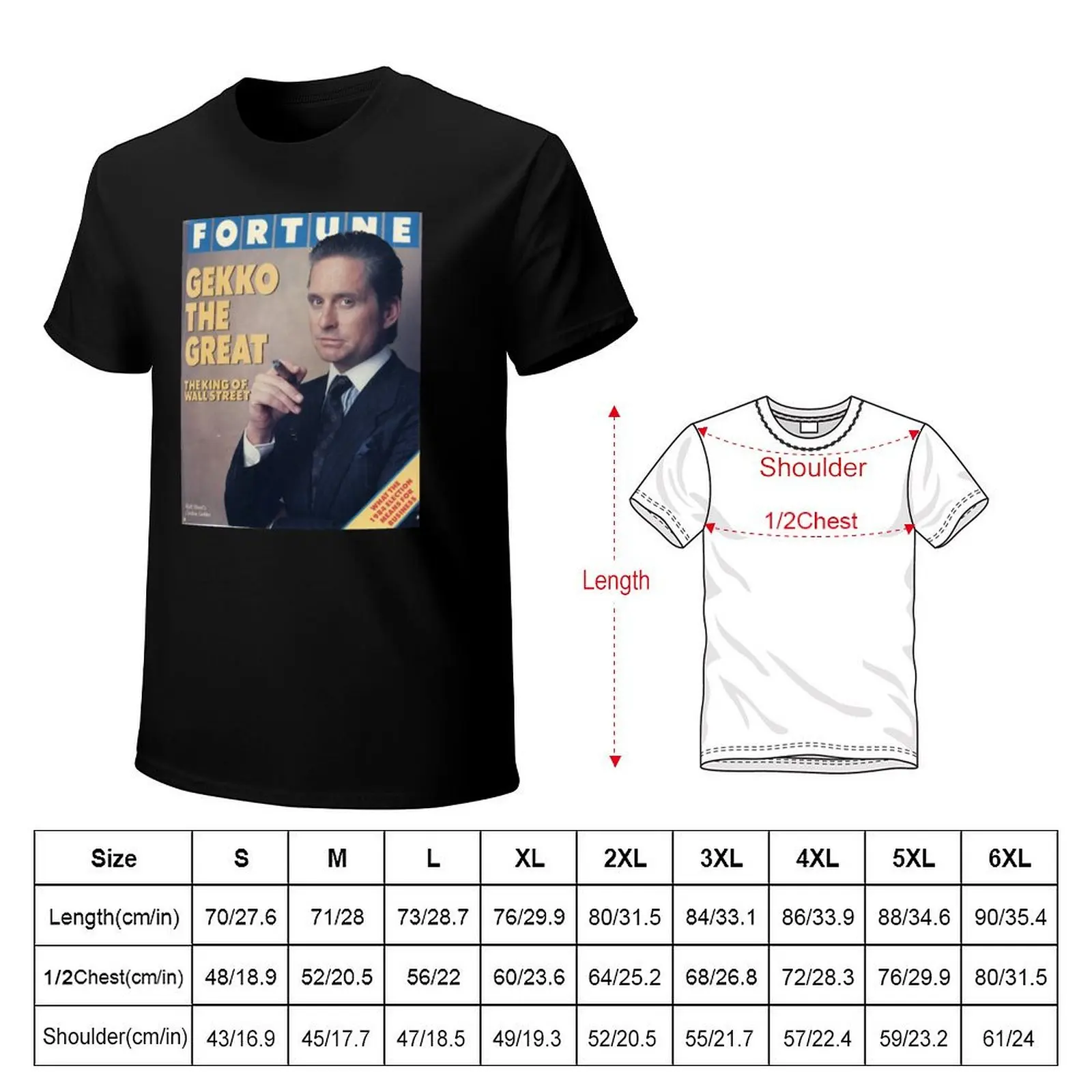Gordon Gekko Fortune Magazine T-Shirt Large Size Soft Cotton T-Shirt