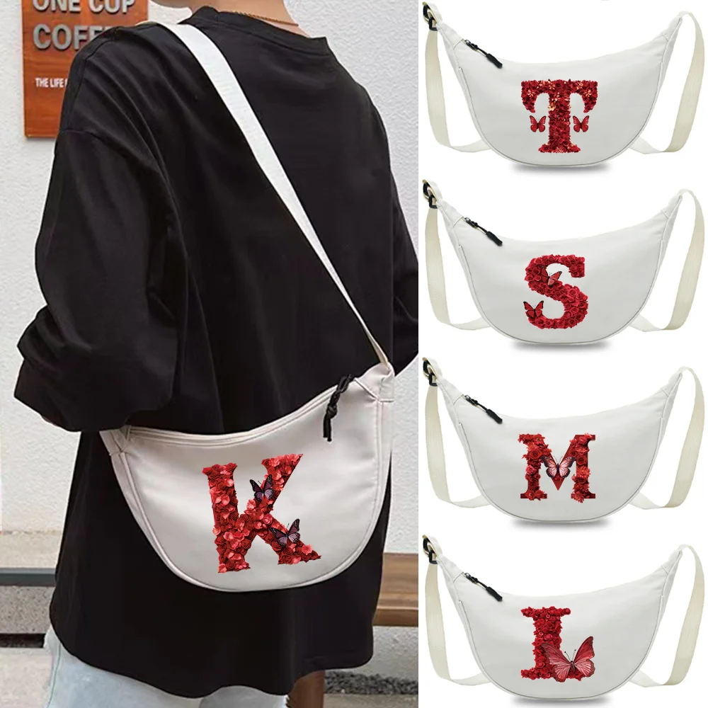 

Messenger Bag Fashion Design Sense Simple and Durable Work Commuting Red Rose Printing Series Multifunctional Storage Bag