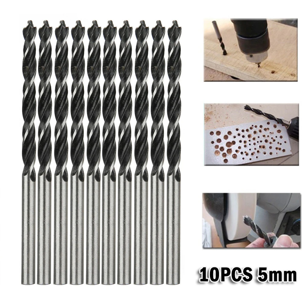 

10pcs HSS Woodworking Twists Drill Bits Set 5mm Diameter Slotting Drill Saw Woods Wood Drill With Center Point Woodworking Tools