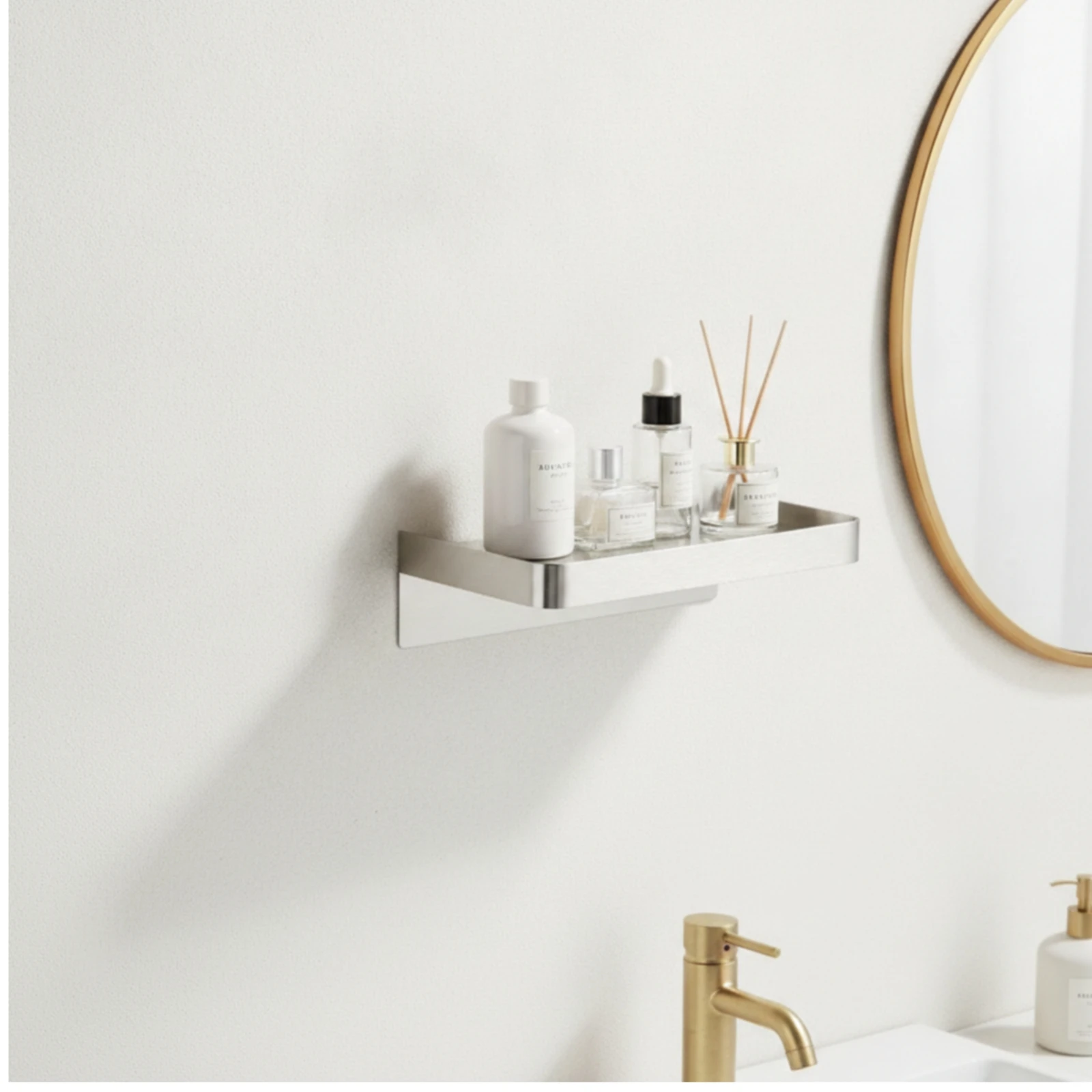 Wall-Mounted Shelf Compact Wall Mounted Shelf Space-Saving Minimalist for Bathroom, Kitchen