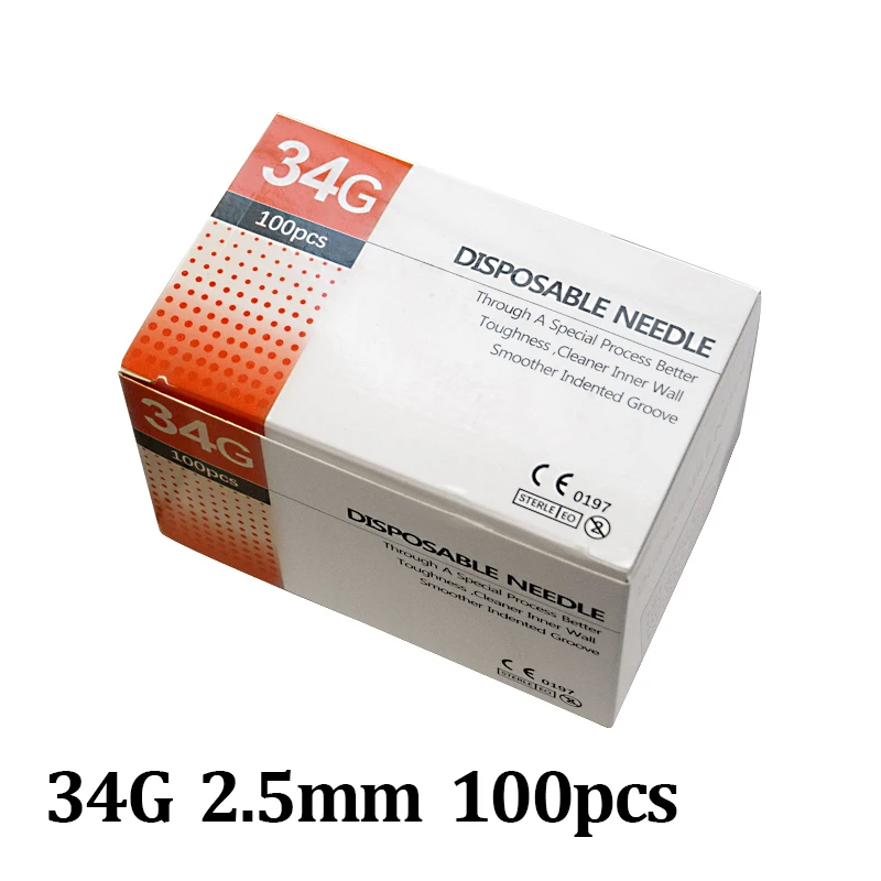 NONE 30G-34G schmerzlose Nadel Piercing Transparente Spritze Injektionskleber Klare Spitzenkappe Pharmazeutische Injektionsnadel 1,5/2,5/4/6 mm 3