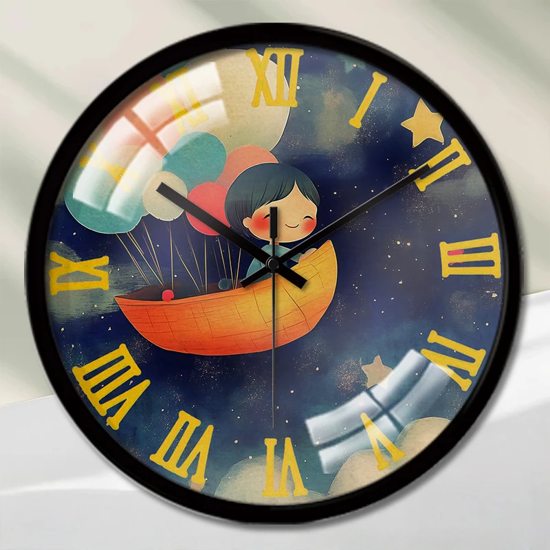 Fairy Tale World Cartoon Round Silent Hanging Wall Clock, Suitable For Living Room, School, Study Room,Bedroom, Children's Gifts