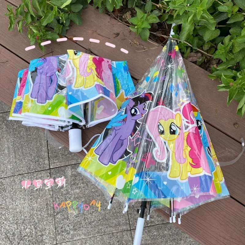 My Little Pony Animation Twilight Sparkle Pinkie Fully Automatic Transparent Umbrella Folding Cartoon Double Thickened Umbrella