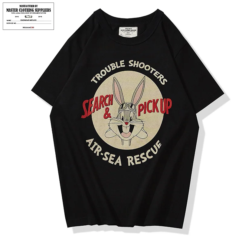 

OKONKWO_260g heavy weight_American military rabbit pilot round neck short sleeve TEE men's T-shirt Ami Khaki