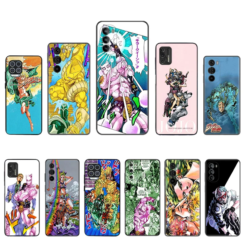 Black Soft Phone Case for Motorola G32 G50 G51 5G G60 G71 G22 G52 G72 G53 G73 G60S Moto G9 JoJo's Bizarre Encyclopedia Cover