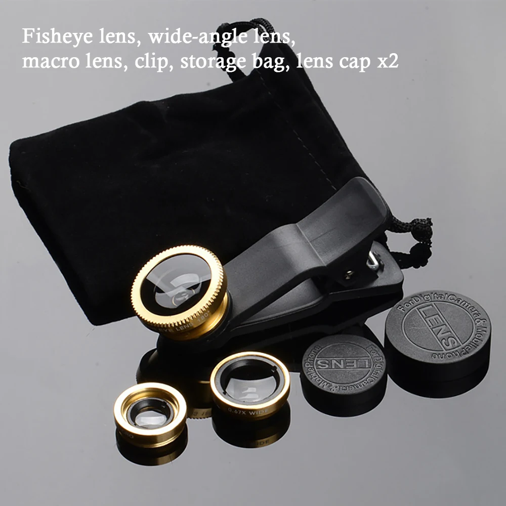 Grande Angular Lente Do Telefone Móvel, Olho De Peixe, Macro, Câmera HD, Universal para iPhone, Telefone Android, 0.67X