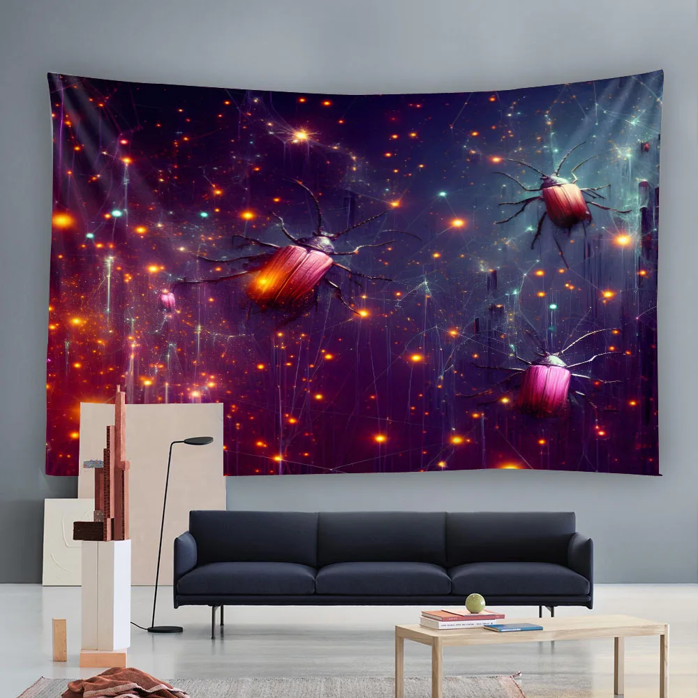 Psychedelic Universe Luminous Insect Art Tapestry - Living Room Sofa Wall Decor Dormitory Bedroom Hanging Cloth Featured