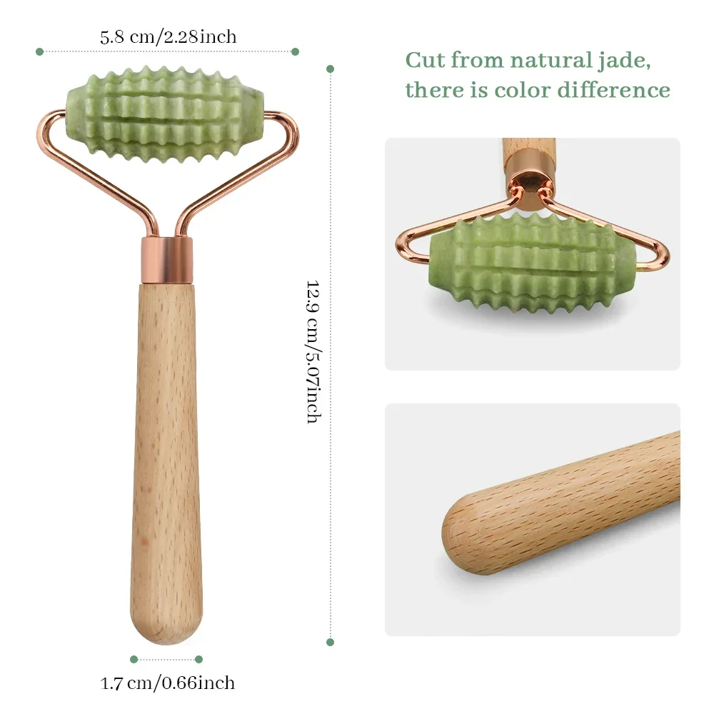 Gua Sha Face Massager Jade Roller Thorn Massage Wooden Handle for Facial Gouache Skin Lifting Body Slimming Skin Care Tools