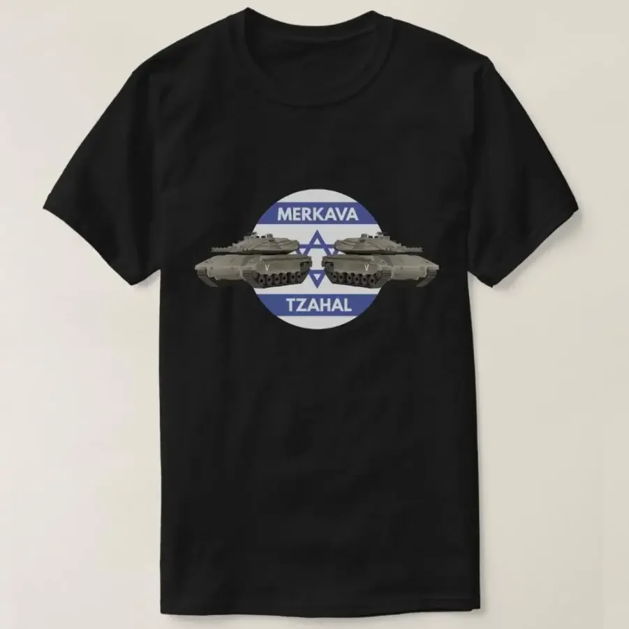 Israeli Tanks Merkava with Flag Men T-Shirt Short Sleeve Casual 100% Cotton O-Neck Summer Mens Clothing