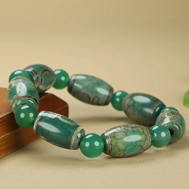 

Men's Tibetan Natural Agate Bead Bracelet - Unisex Versatile Fashion Bracelet Jewelry