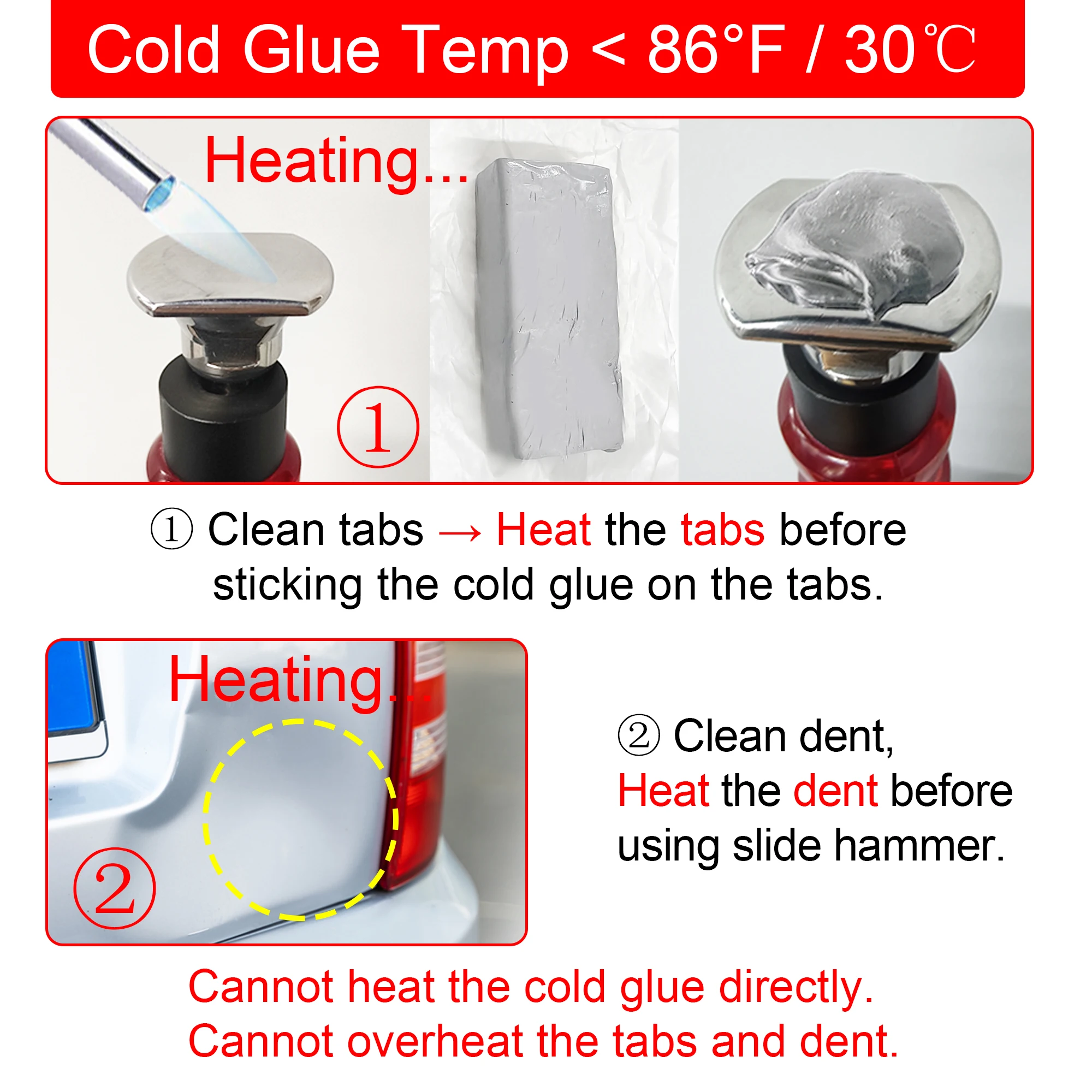 1pc 60g PDR Cold Glue For Slide Hammer Car Dent Puller, Keep Clean and Reusable, Use Below 86°F /30 ℃