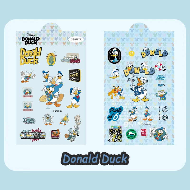 2 قطعة ملصقات دونالد داك ديزني أنيمي Kawaii شفافة PET ملصق مائي للأطفال DIY دفتر الدراجة الهاتف سيارة ملصق جمالي لعبة