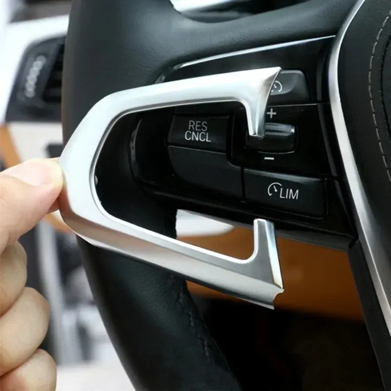 For BMW 5 Series G30 2018-2023 ABS Carbon Fiber Car Steering Wheel Buttons Decoration Frame Cover Trim Interior Car Accessories