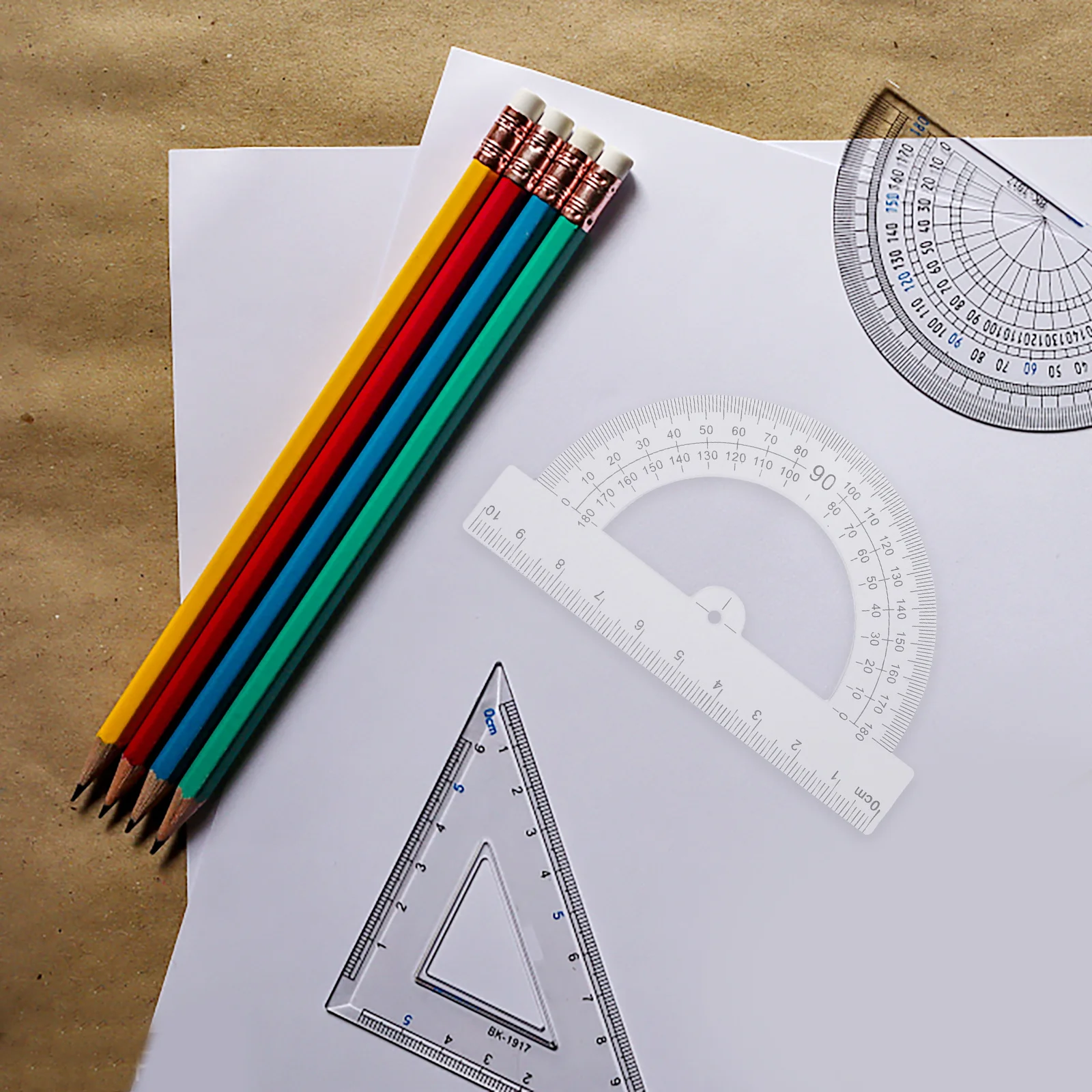 10Pcs Portable Protractor Half Circle Measuring Ruler Math Tool for Students Classroom Use High Erase Protractor