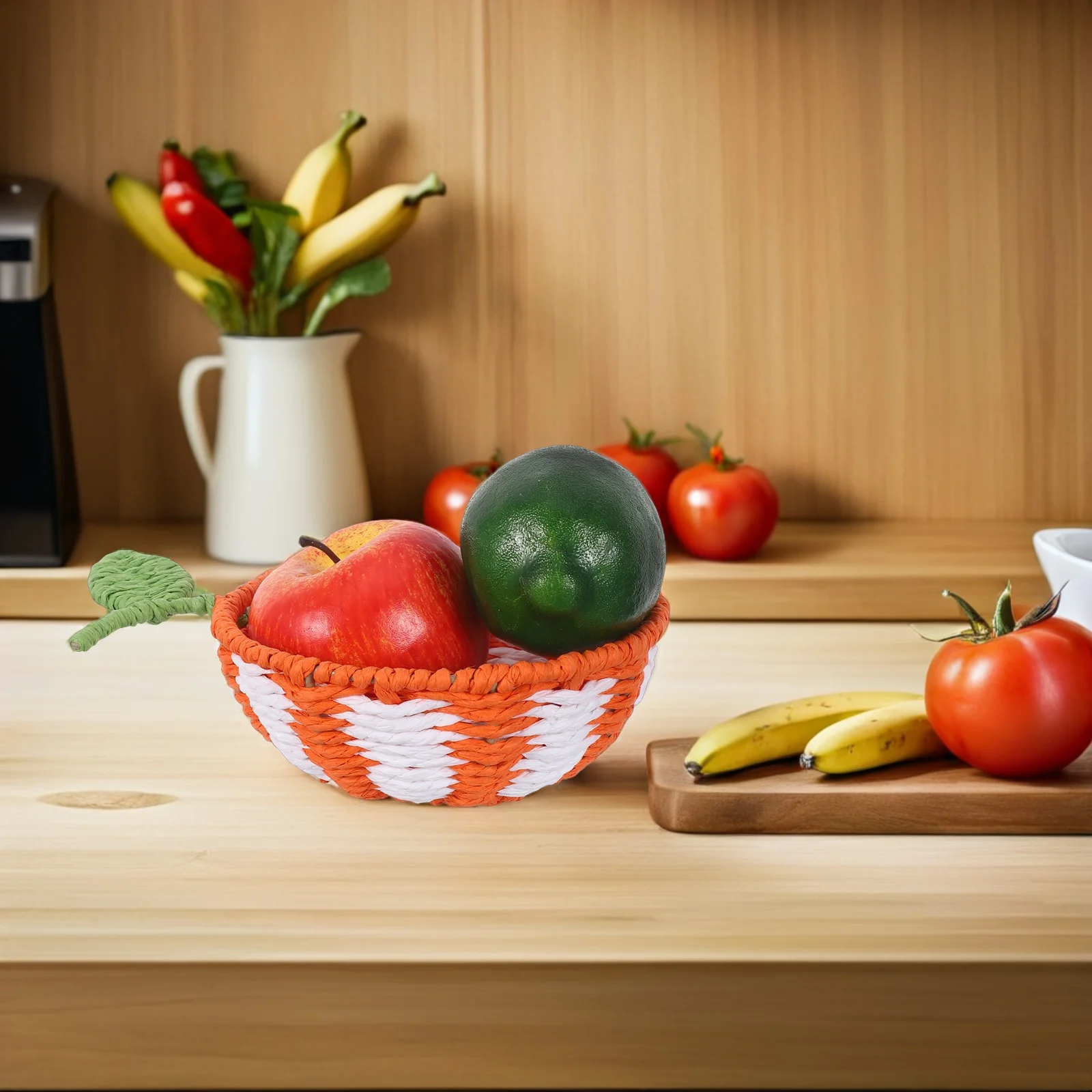 

Woven Produce Basket Handcrafted Paper Rope Fruit Vegetable Storage Organizer Breathable Kitchen Counter Basket For Bread