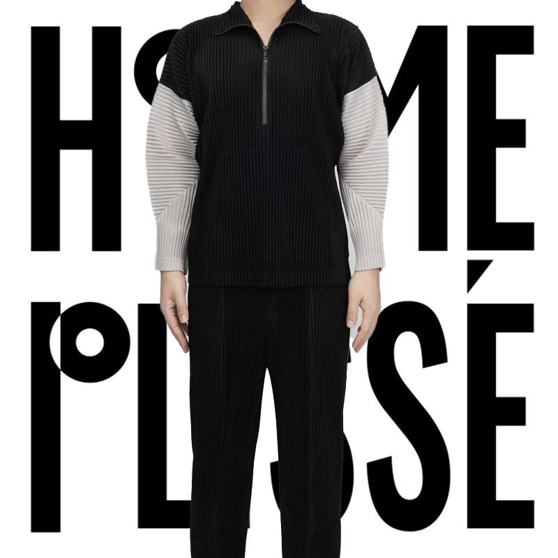 

2024 Miyake Original New Men's Spring and Fall Jacket Pleated Tops Senior Sense of Men's Sweater T-shirt Set Men Clothing