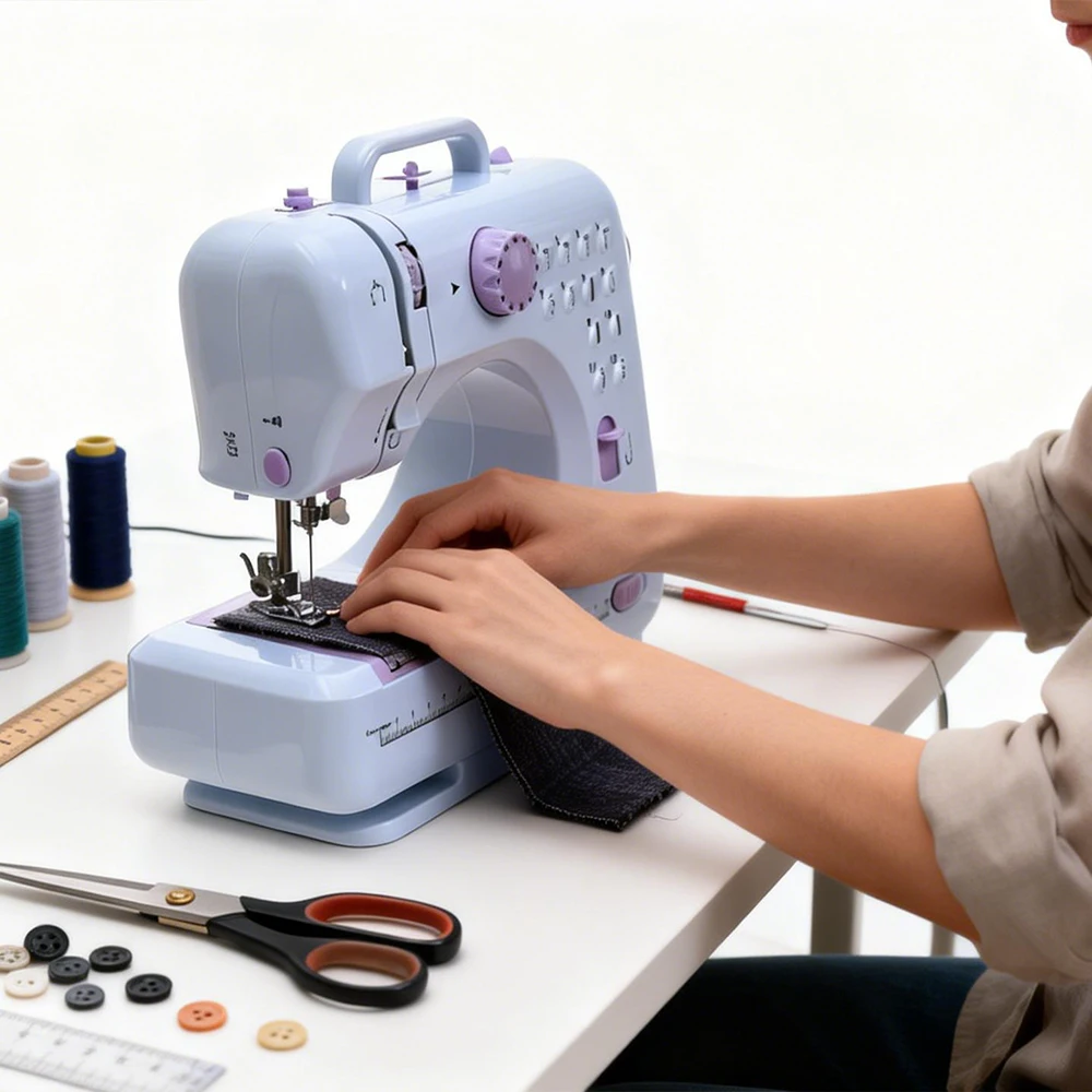 

Inne Mini Portable Sewing Machine Electric Household Crafting Mending Overlock 12 Stitch Pedal With Presser Foot Optional Table