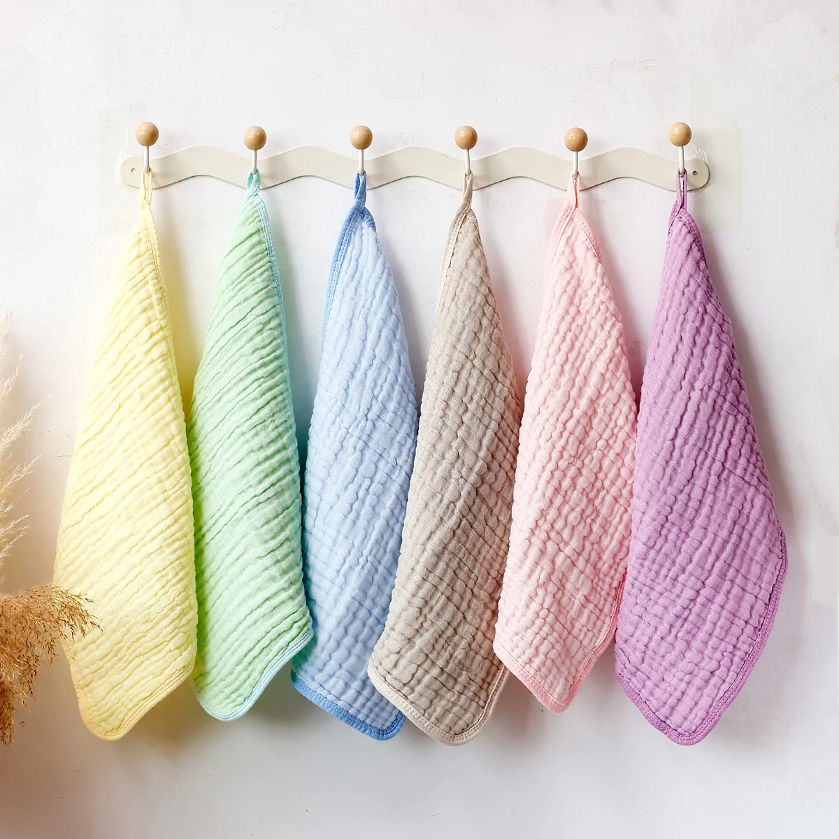 

6-Layer Cotton Newborn Baby Multi-Use Set - 30x50cm Ultra-Soft Drool Bibs Burp Cloths Washcloths 6-Piece Unisex