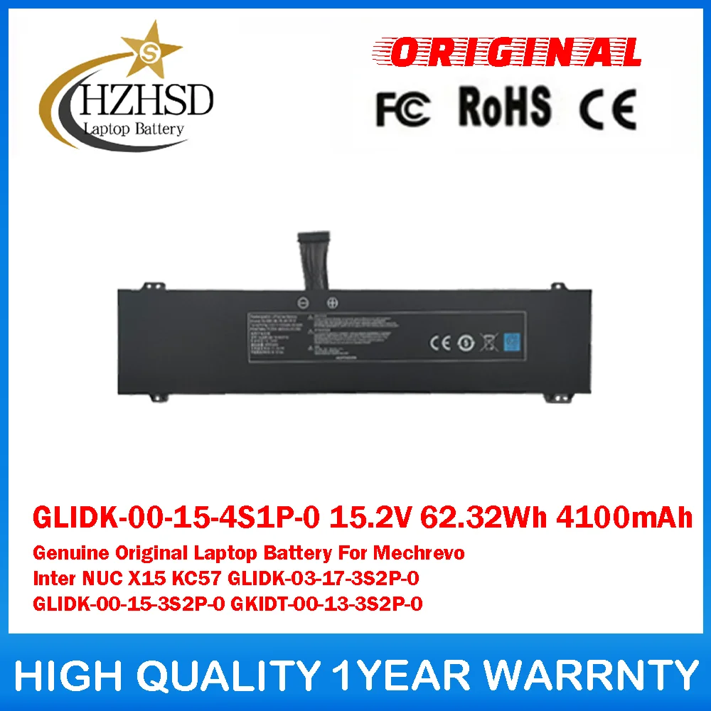 

GLIDK-00-15-4S1P-0 15.2V 62.32Wh 4100mAh Genuine Original Laptop Battery For Mechrevo Inter NUC X15 KC57 GLIDK-03-17-3S2P-0