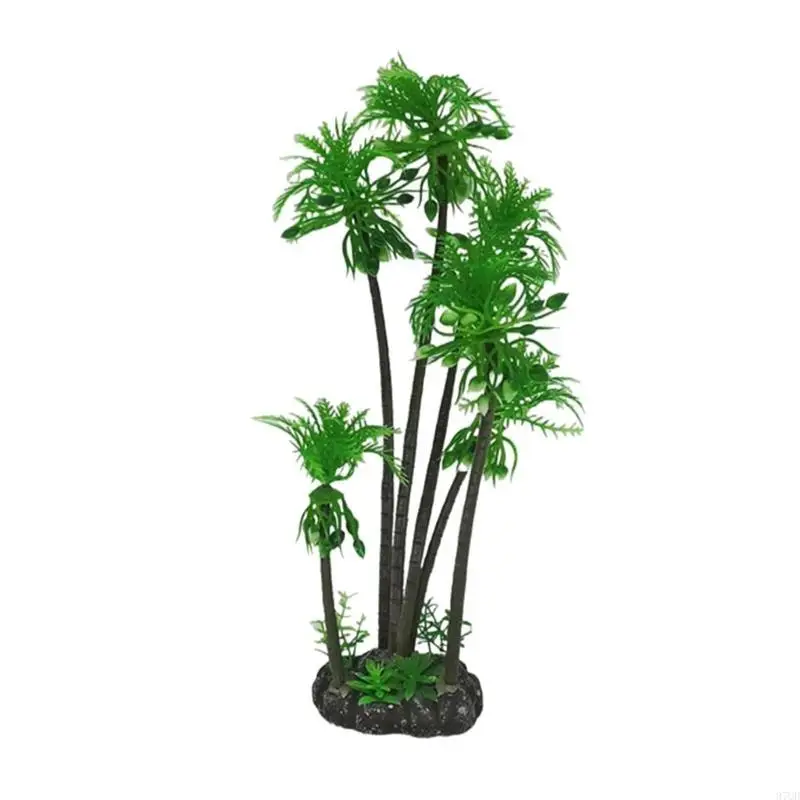 97QD Mini Coconuts Tree Simulación plástico Aquario Verde Falso Falso agua peces Suministros acuario