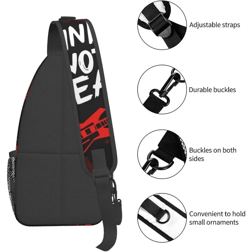 Cool Sling Backpack Crossbody Shoulder Bag Punk Rock Set Skull Punks Not Dead Words Red Black Bag Durable Travel Hiking Daypack