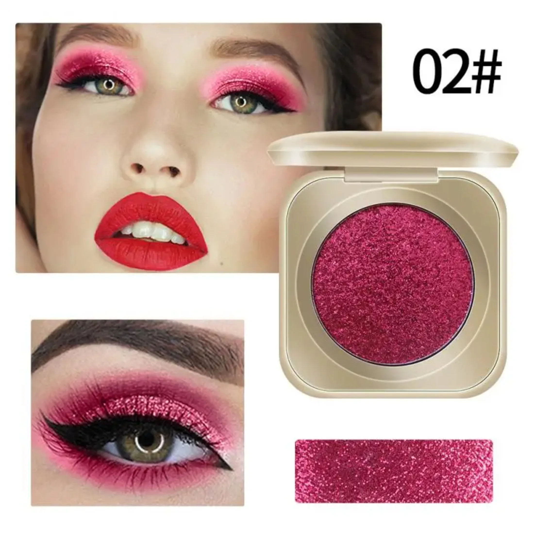 Net Red Monochromatic Pearlescent Glitter Powder Colorful Eyeshadow Powder Long-lasting Color Polarized Portable Eye Shadow