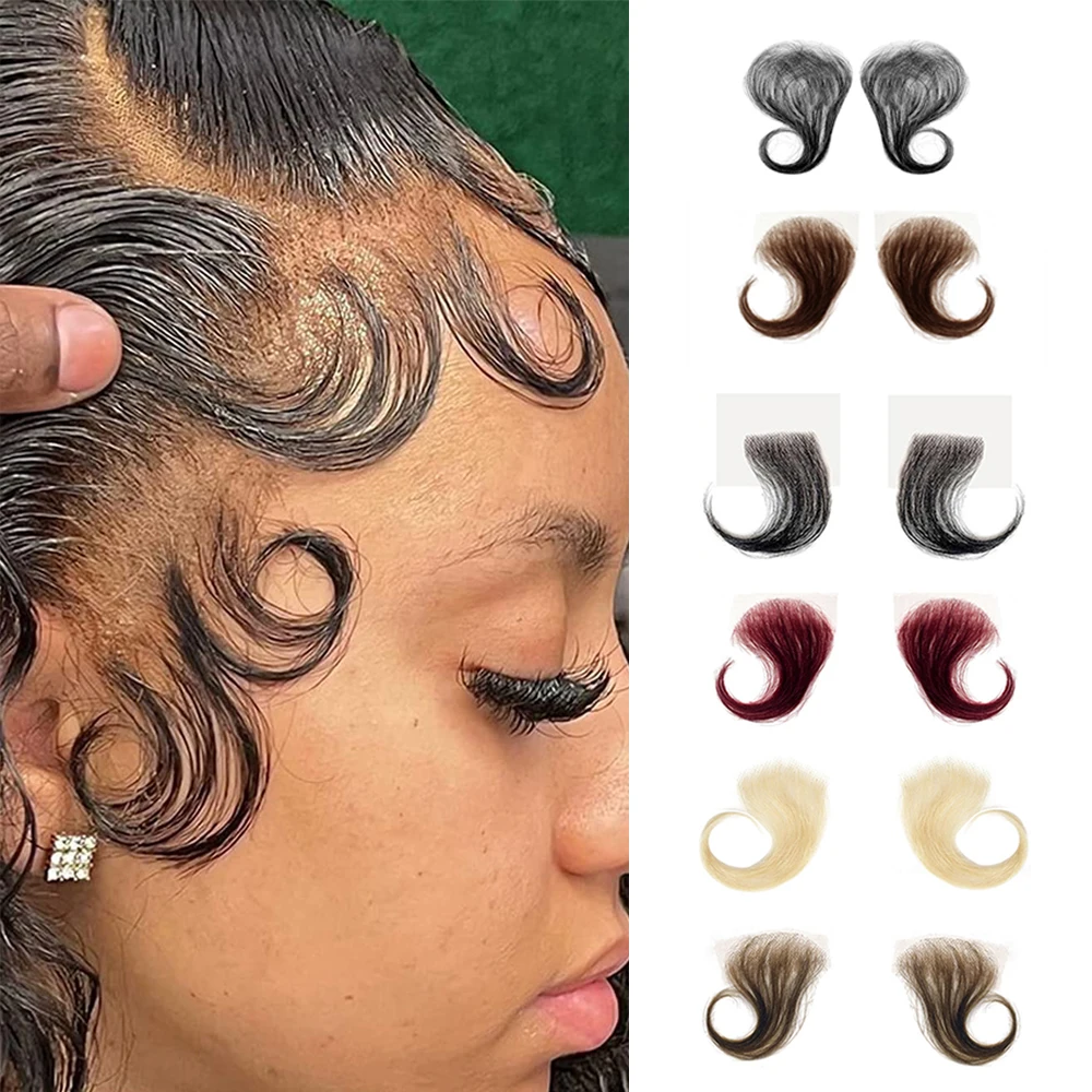 

4/Pcs HD Transparent Lace Human Hair Bang Piece Brazilian Remy Reusable Stripes Bangs Pieces Fringe Hair For Black Women