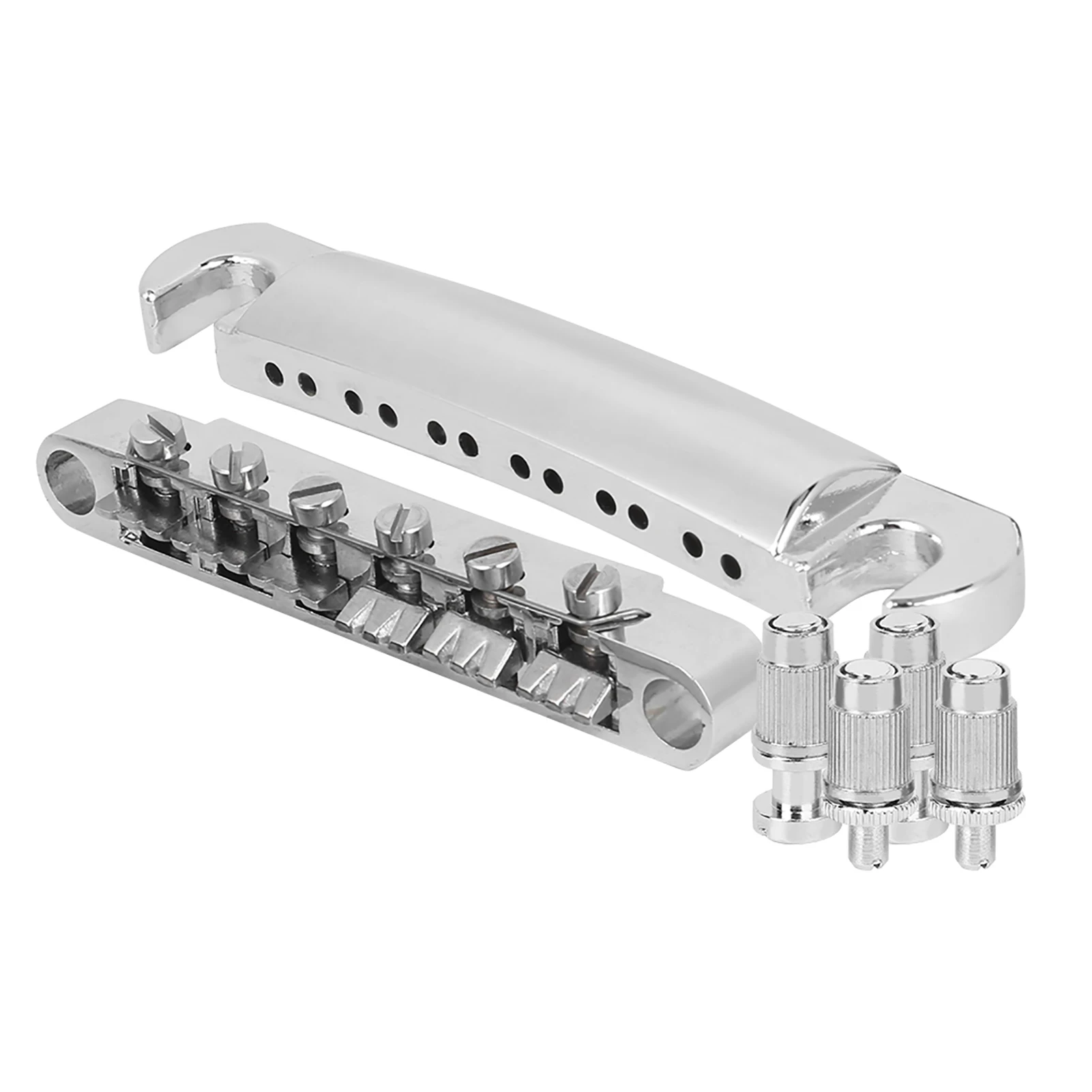 

Electric Guitar Bridge Full Set 12 String Zinc Alloy Silver Parts Accessories with 1 Bridge Tail 4 Stud for 12-String Electric