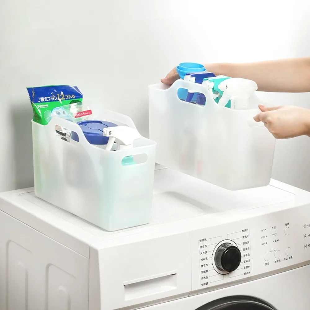 New Transparent Storage Basket Smooth Edge Large Capacity Laundry Basket with Handle Multifunctional Desktop Storage Box