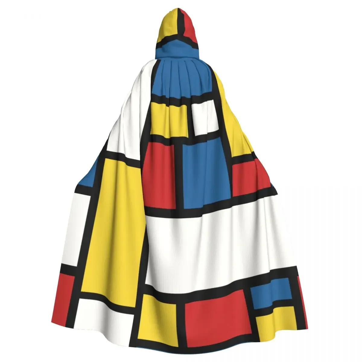 

All Kinds of Colors Piet Mondrian Print Hooded Cloak Polyester Unisex Witch Cape Costume Accessory