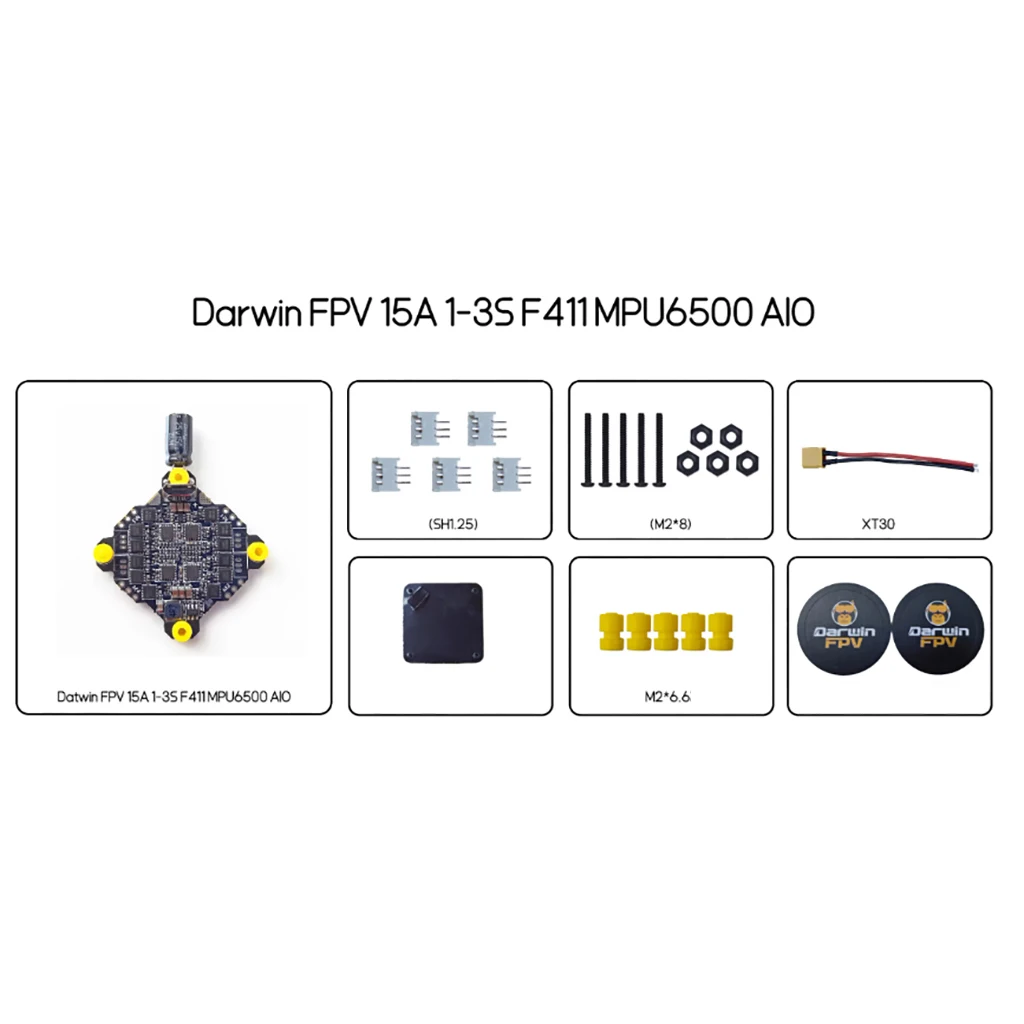 DarwinFPV F411 15A AIO Flight Controller BWhoop Blheli_S Betaflight F4 OSD BEC BL_S 1-3S 4In1 ESC for RC Drone FPV Airplane