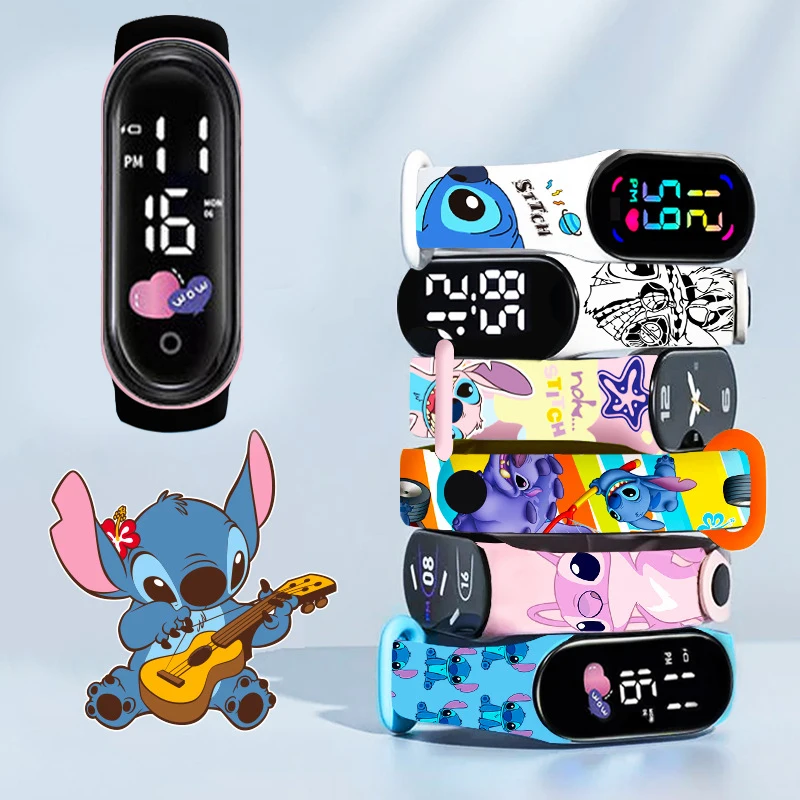 Jam tangan anak perempuan, Stitch jam tangan anak perempuan, tahan air, olahraga, layar sentuh, hadiah gelang, jam Digital