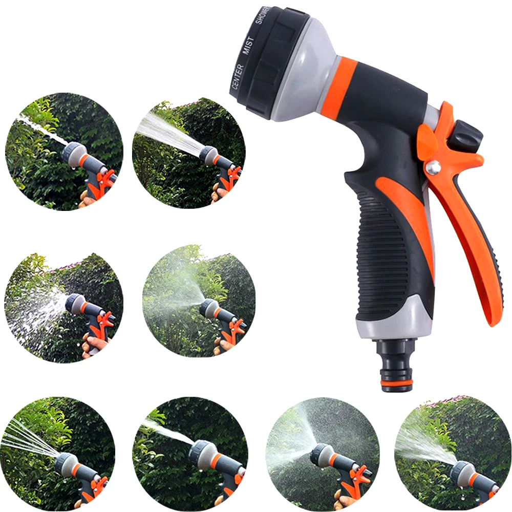 1Pcs 8 Modes High Pressure Watering Spray Gun Garden Washing Nozzle Washer Water Gun for Plant Lawn Yard Watering Sprinkler Gun