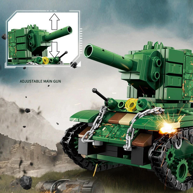 Weltkrieg China Typ 85 Sowjetunion KV-2 Panzer Militärmodell Baustein WW2 Armeekräfte Fahrzeug Ziegel Spielzeug für Jungen Geschenke