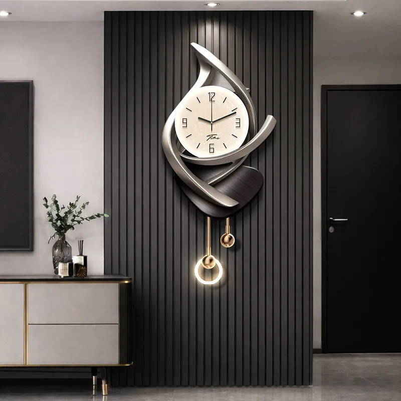 

Modern Design LED Wall Clock Living Room Corridor Mute Digital Clock Large Abstract Wall Painting Lamp Wall Watch Home Decor